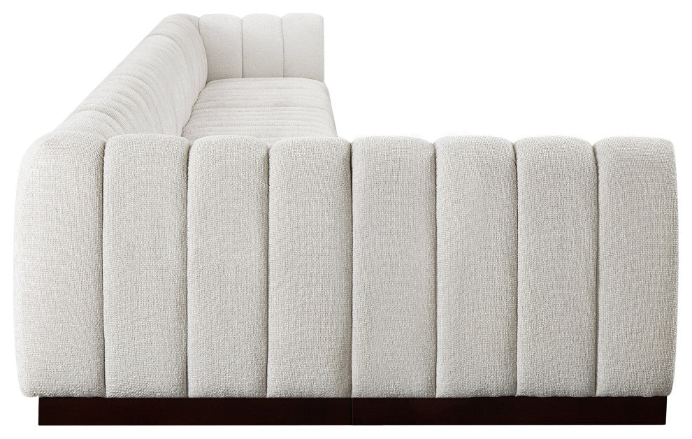 Quinn Chenille Upholstered 8-Piece L-Shaped Modular Sectional, Cream