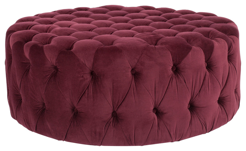 Safavieh Charlene Tufted Ottoman, Bordeaux