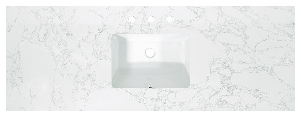 Engineered Stone Vanity Top in Grain White, 61", Single Sink