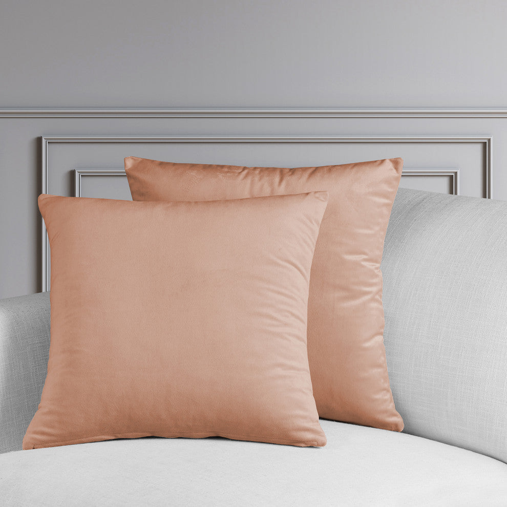 Heritage Plush Velvet Cushion Cover Pair, Peach Blossom, 18w X 18l
