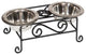 Wrought Iron Double Pet Feeder Stand, Black, Tall - Pint