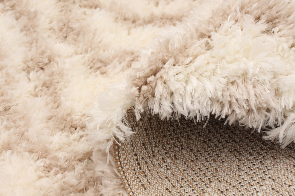 eCarpetGallery Shag Area Rug, Ivory, Tan, 6'7" x 9'6"