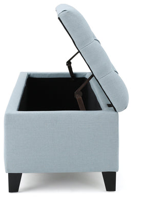 GDF Studio Ottilie Contemporary Button-Tufted Storage Ottoman Bench, Light Sky/Dark Brown