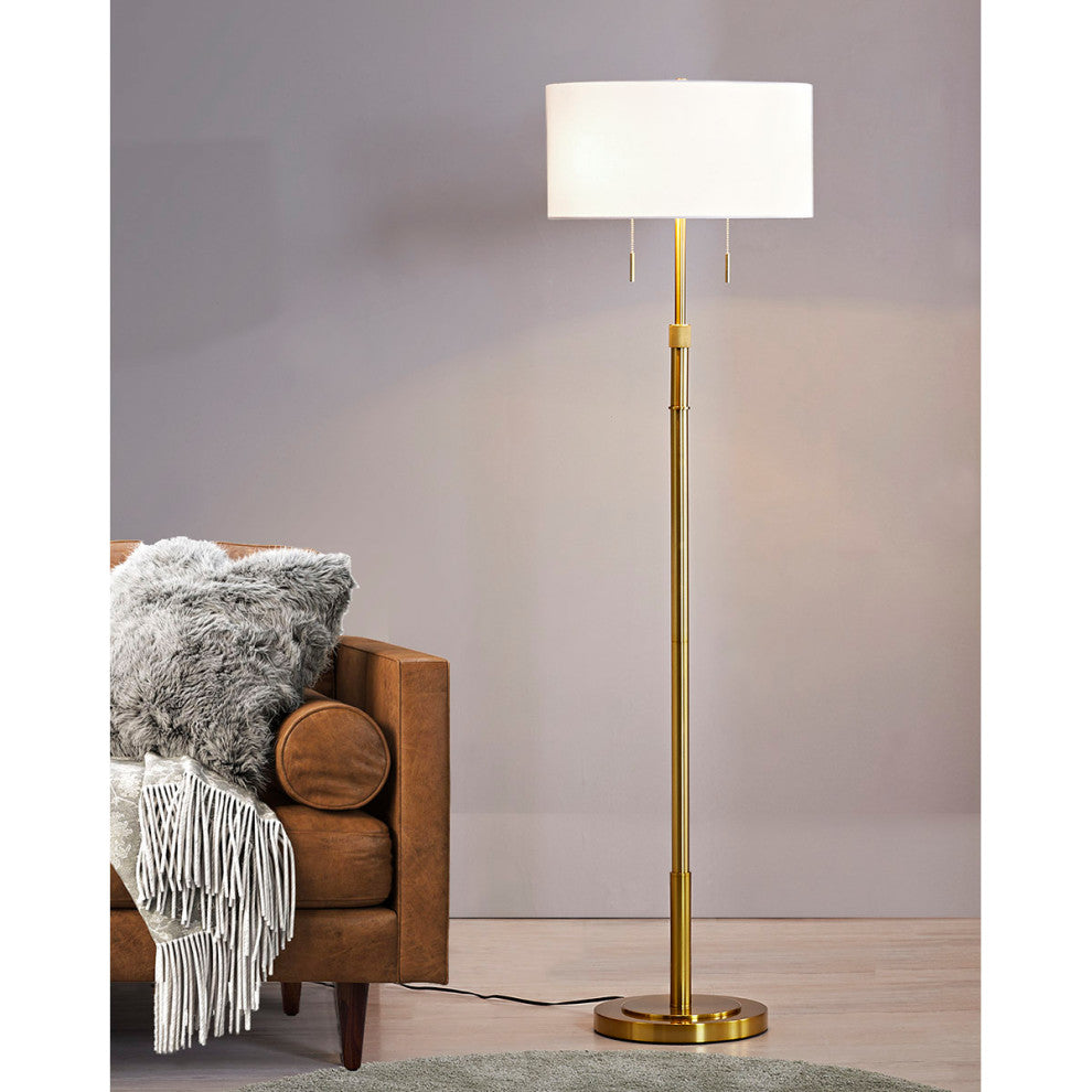 The Grande 55"~66" Adjustable Floor Lamp_Antique Brass, Drum_white Shade