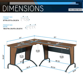 Techni Mobili Deluxe L-Shaped Desk
