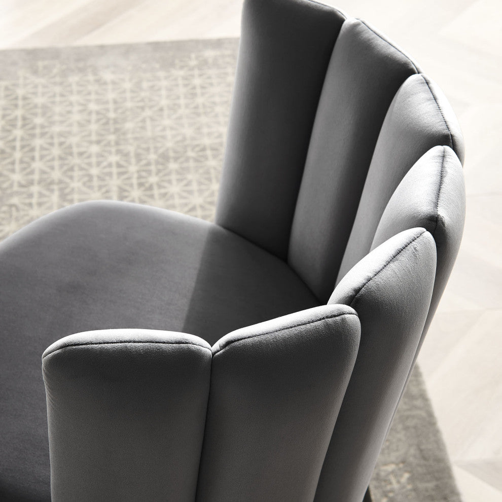 Dining Chair, Set of 2, Black Gray, Velvet, Modern Cafe Bistro Hospitality