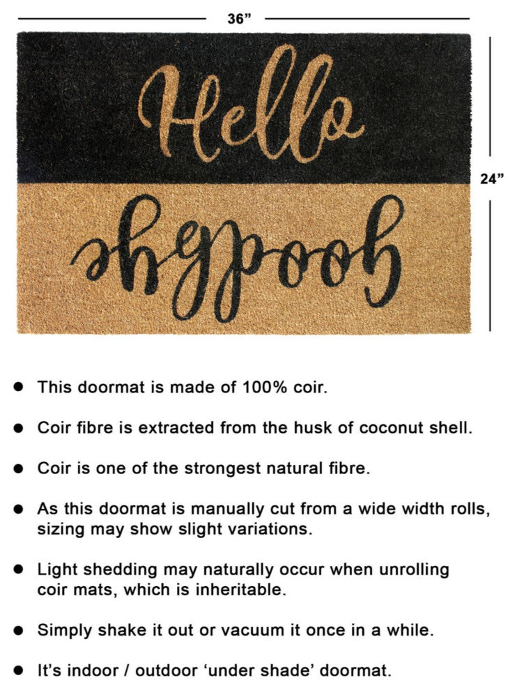 Black Machine Tufted Hello Goodbye Reverse Doormat, 24" x 36"