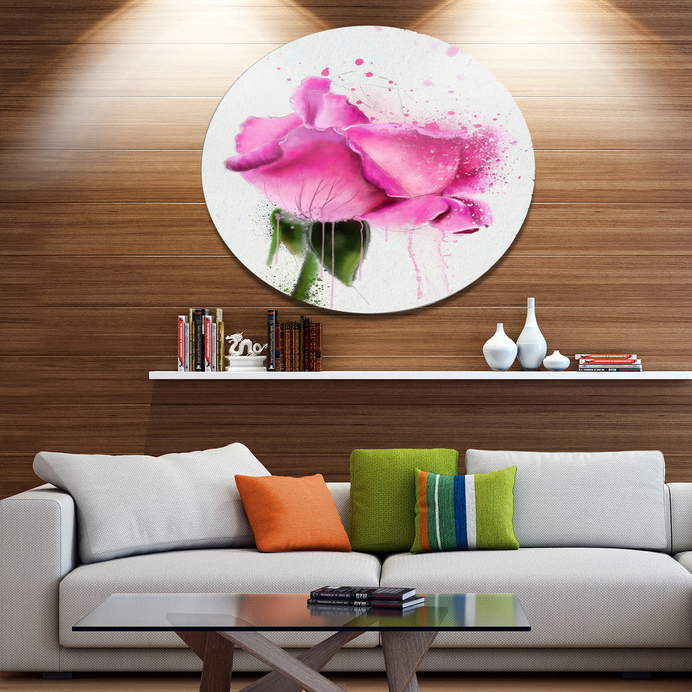 Beautiful Pink Rose Watercolor, Flower Round Wall Art, 36"