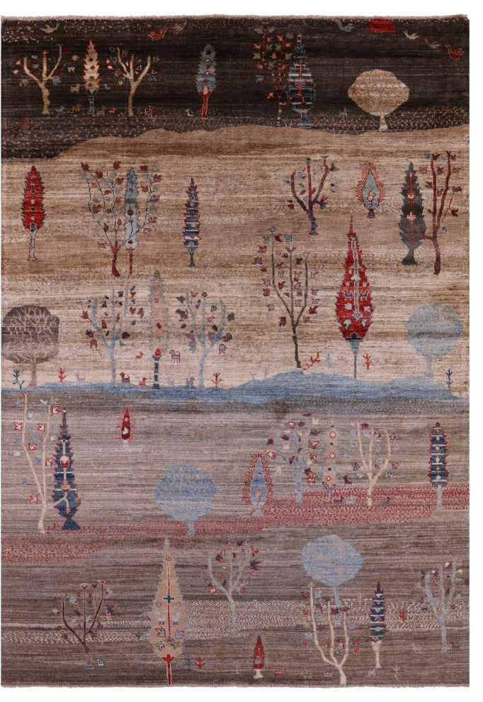5' 10" X 8' 5" Handmade Tribal Persian Gabbeh Rug Q9664