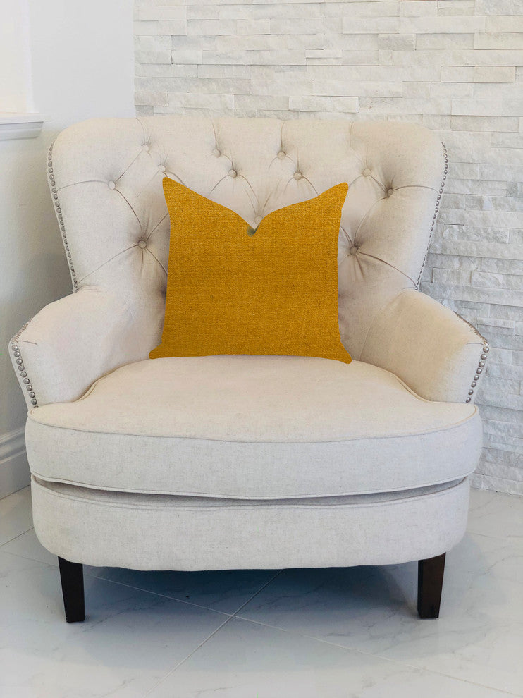 Wild Turmeric Luxury Throw Pillow in Gold, 18"x18"