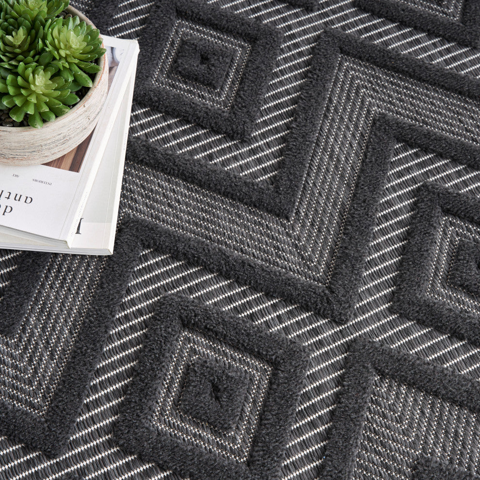Nourison Versatile 7' x 10' Charcoal/Black Modern Area Rug