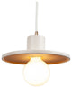 Saucer Pendant, Matte White w/ Champagne Gold, Antique Brass, White Cord