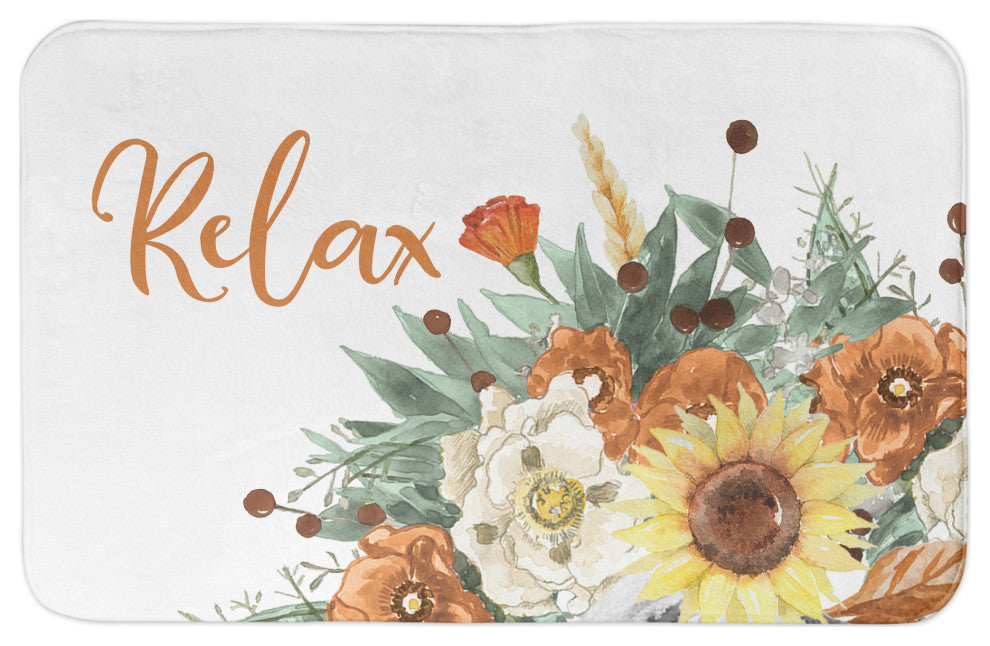 Relax Autumn Cow Wreath 34x21 Bath Mat