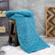 Air Brushed Colleen Oversized Faux Fur Throw Blanket, Baltic Blue, 60x70