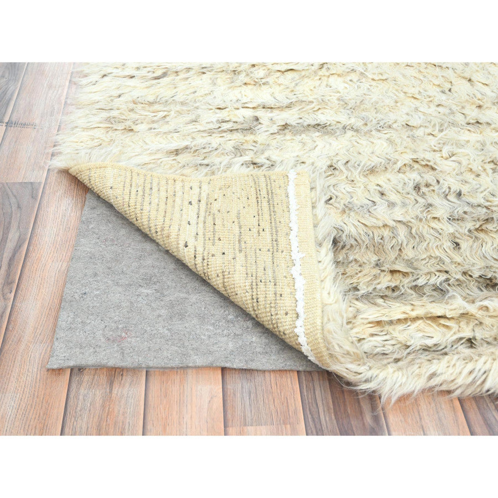 Ivory, Ben Ourain Moroccan Berber, Soft Wool, Hand Knotted Rug, 8'1"x10'1"