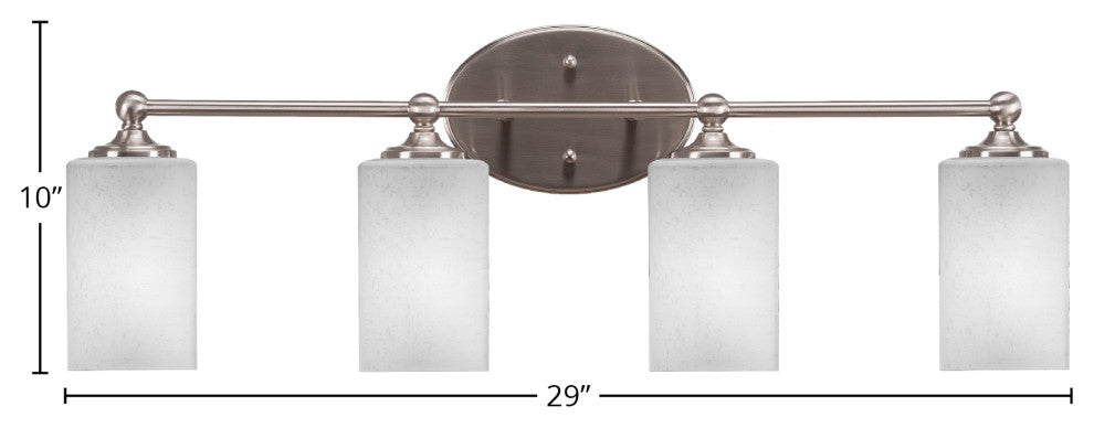 Capri 4-Light Bath Bar, Brushed Nickel/Square White Muslin