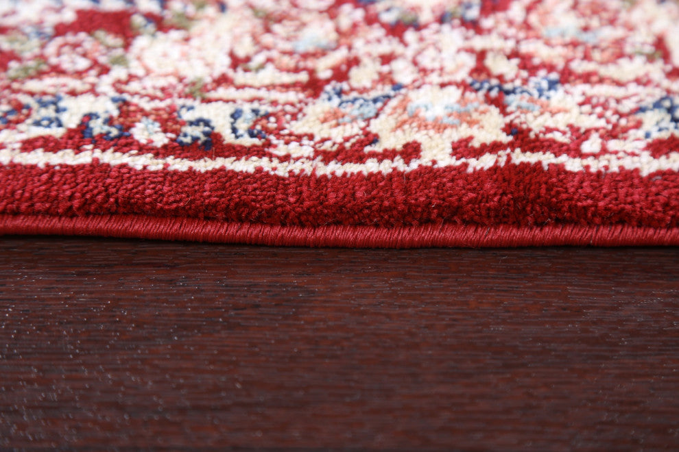 Red Floral Medallion Transitional Turkish Rug Oriental Carpet 3x8