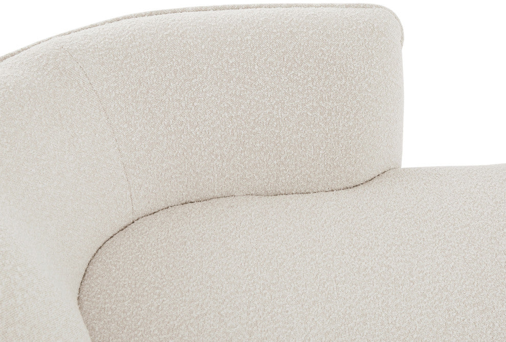 Hilton Boucle Fabric Upholstered Chaise Lounge, Cream