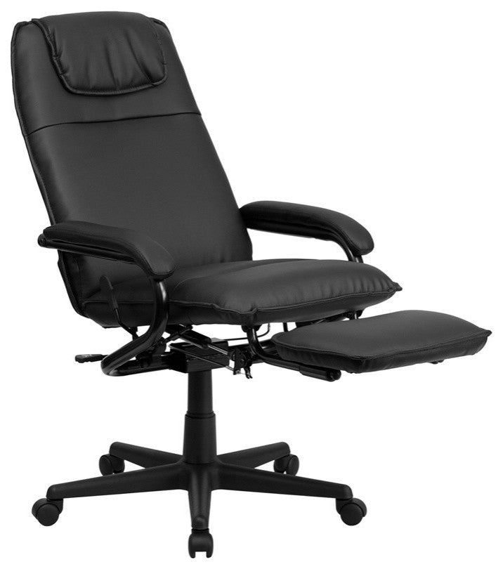 High Back Leather Executive Reclining Swivel Office Chair, Black, 24"x30"