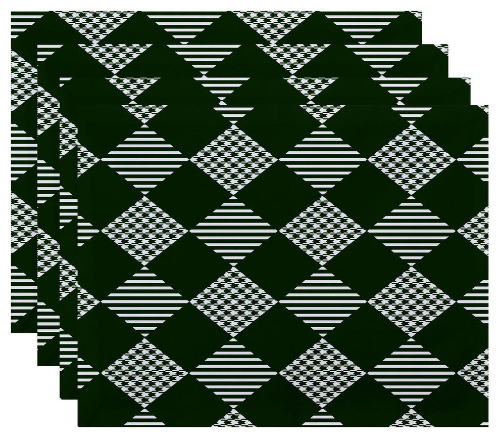 Decorative Holiday Placemat, Set of 4 Geometric, Green