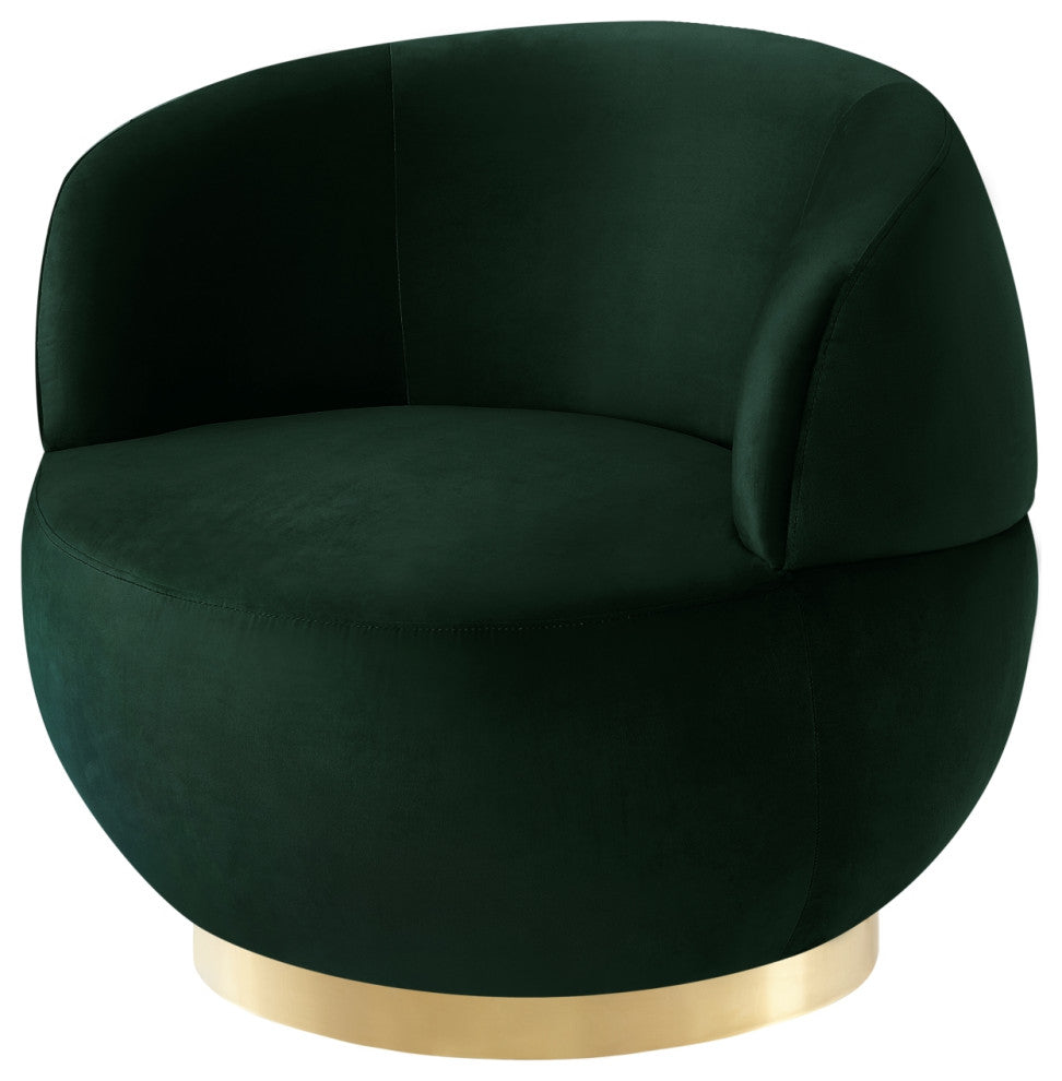 Inspired Home Shaniyah Accent Chair, Swivel, Hunter Green/Gold Velvet