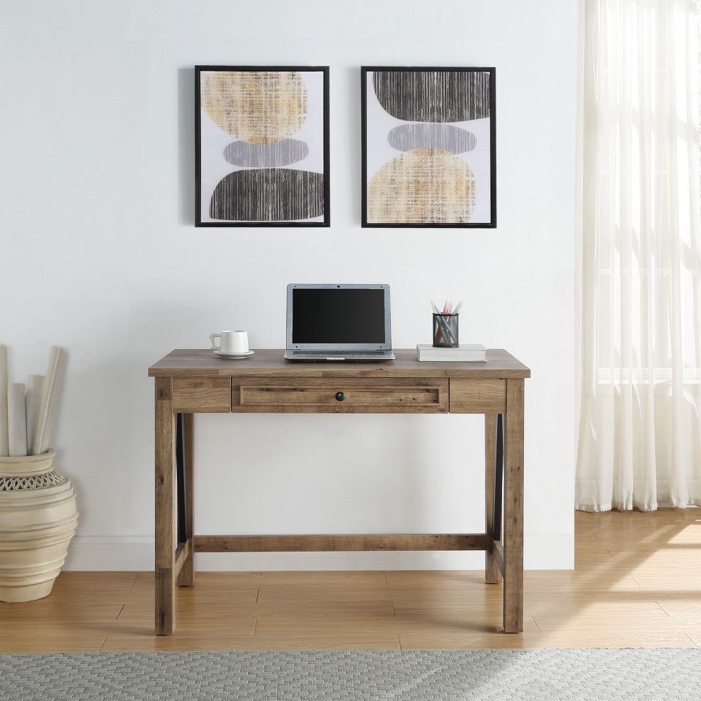 Quinton Writing Desk With Drawer, Salvage Oak