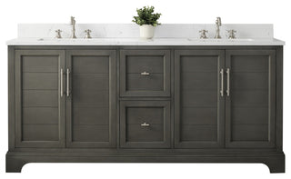 Vanity Art Bathroom Vanity With Sink & Top, Silver Grey, 72" (Double Sink), Engineered Marble