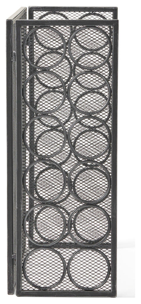 Koda Modern Three Panel Iron Firescreen, Black Silver