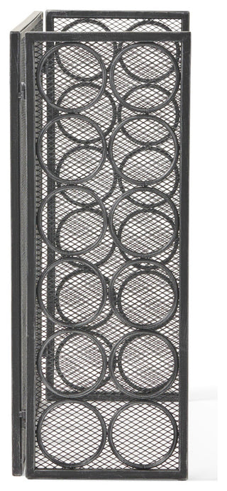 Koda Modern Three Panel Iron Firescreen, Black Silver