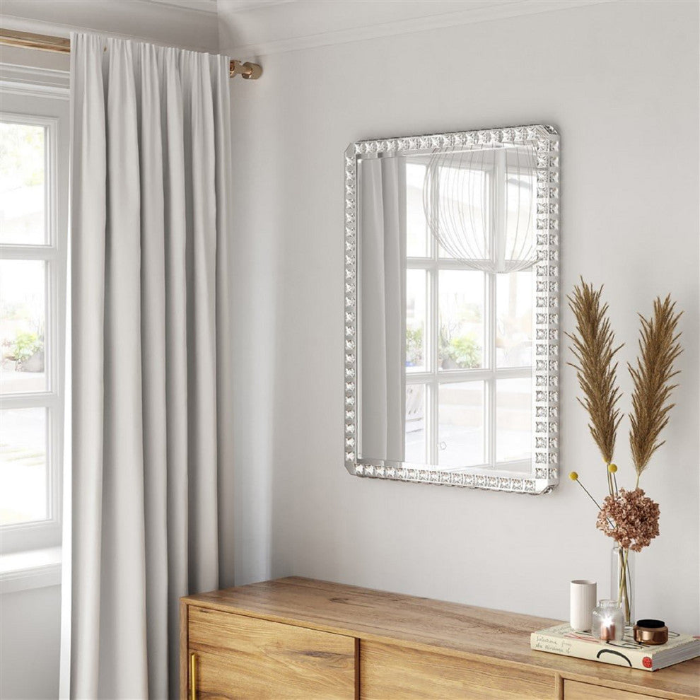 Marilyn Illuminated Rectangular Wall Mirror - 40", Chrome, Touch Dimmer