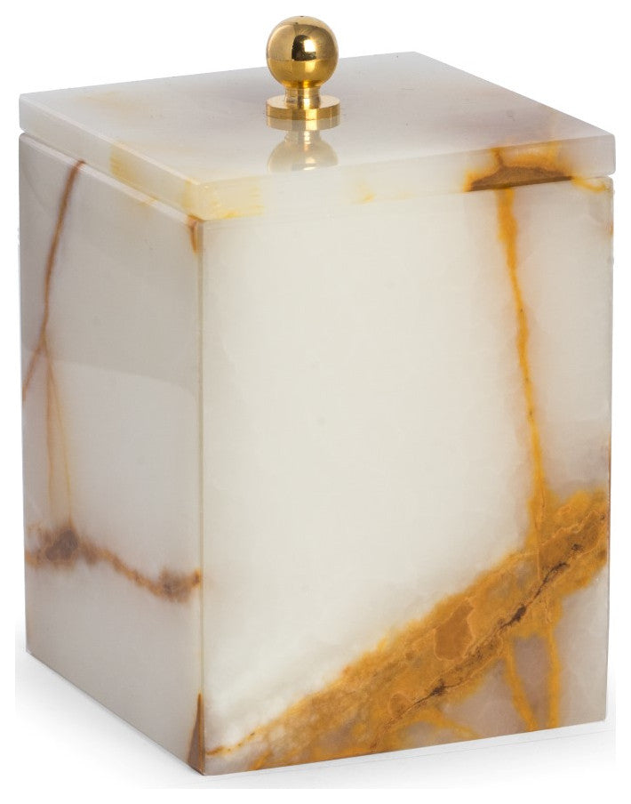 Marble Bath Canister, Lid, Green Onyx
