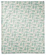 Watercolor Seahorse 50x60 Throw Blanket, Teal