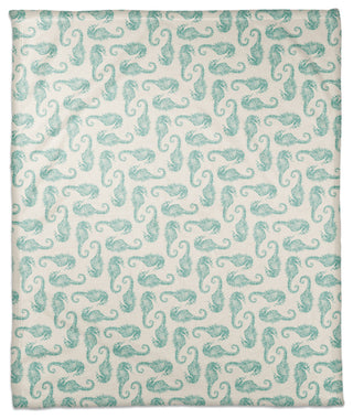 Watercolor Seahorse 50x60 Throw Blanket, Teal