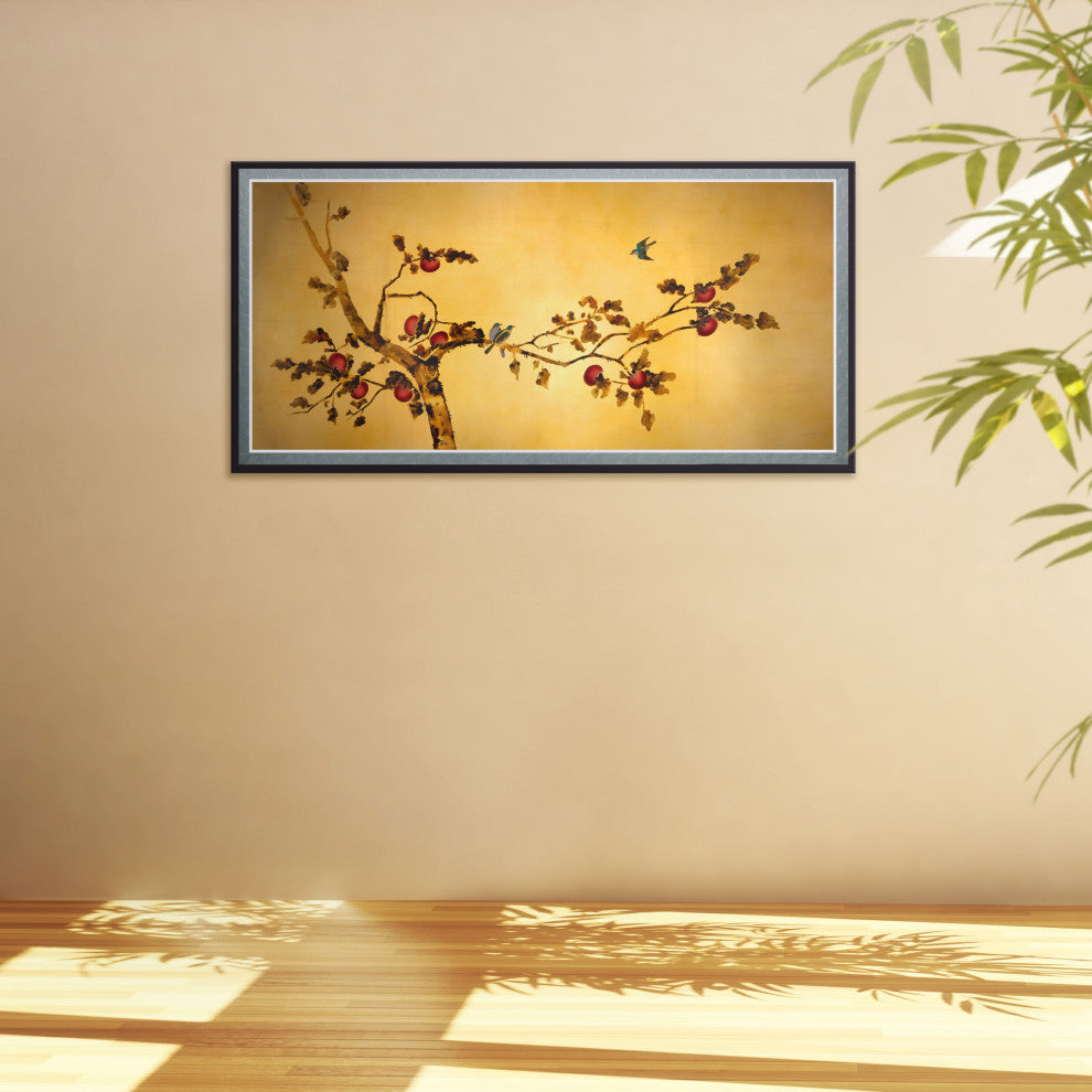 Birds on Plum Tree Canvas Wall Art