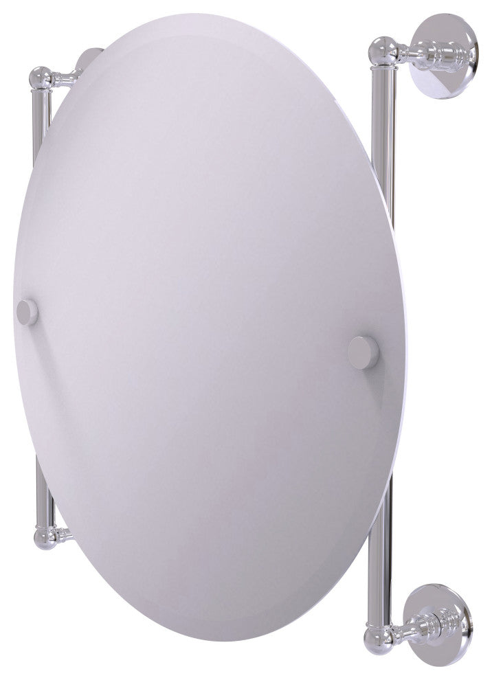 Prestige Skyline Round Frameless Rail Mounted Mirror, Polished Chrome