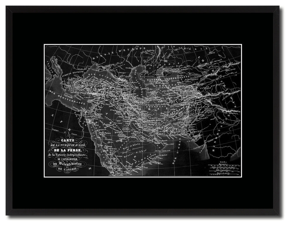 Persia Arabia Iraq Iran Vintage Monochrome Map Canvas, 16"x21"