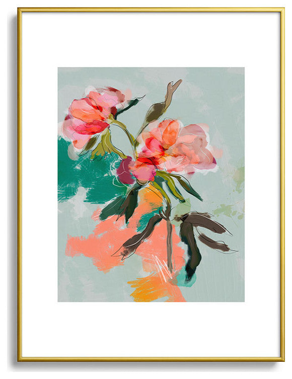 lunetricotee peonies abstract floral Metal Framed Art Print