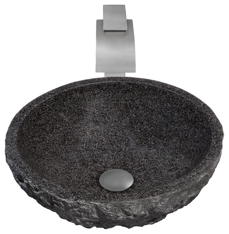 Novatto NSFC-AN136BN Natural Granite Stone Vessel Sink Set - Brushed Nickel