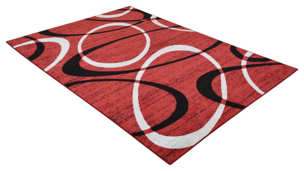 Modern Accent Rug, Scarlet Red, 9'8"x7'5"