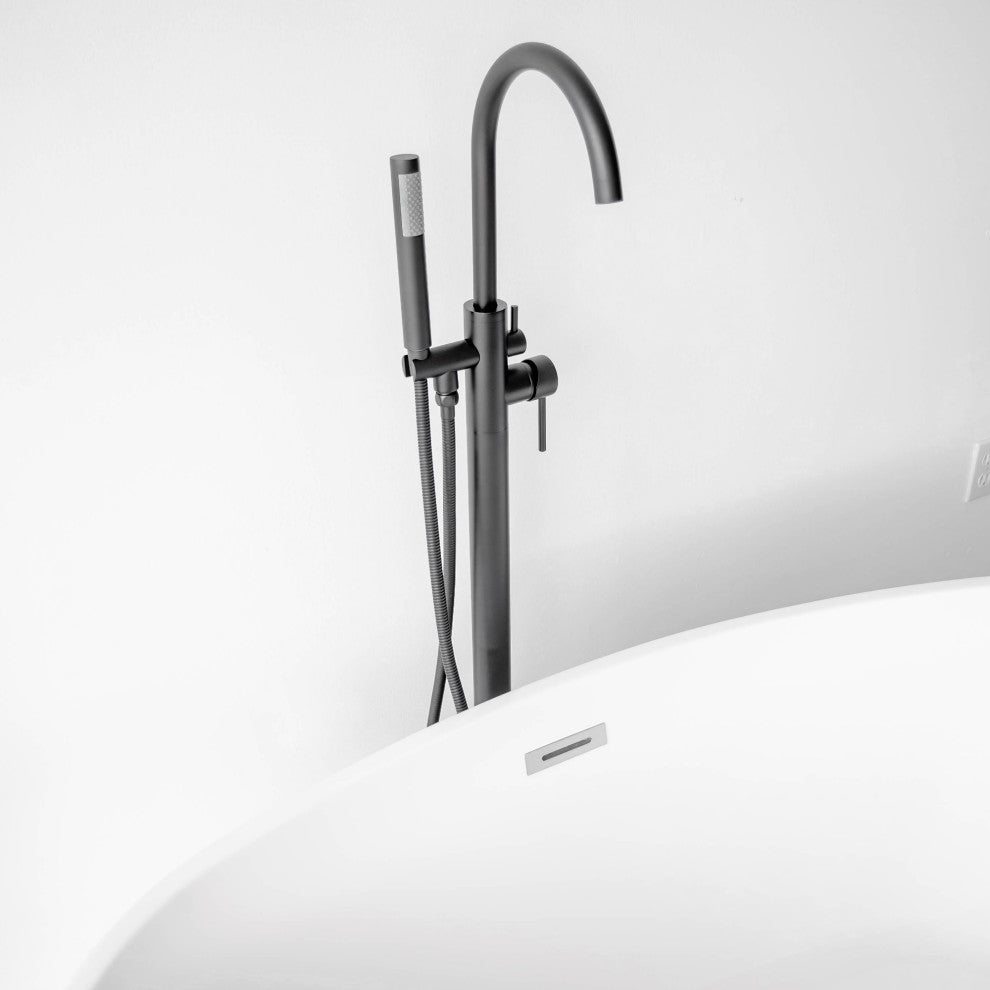 SevenFalls 8017 Single Handle Floor Mounted Tub Filler with Handheld Shower