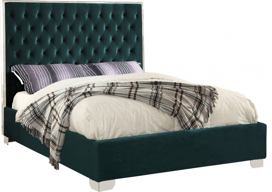 Lexi Velvet Bed, Green, Queen