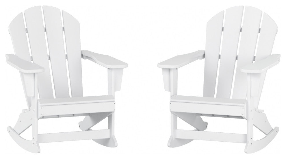 WestinTrends 2PC Outdoor Patio Porch Rocker Classic Adirondack Rocking Chair Set, White