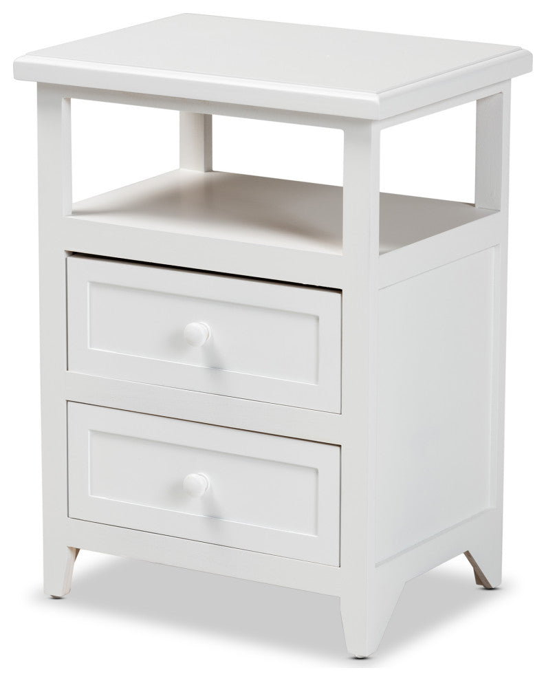 Yoder Contemporary White 2-Drawer Nightstand