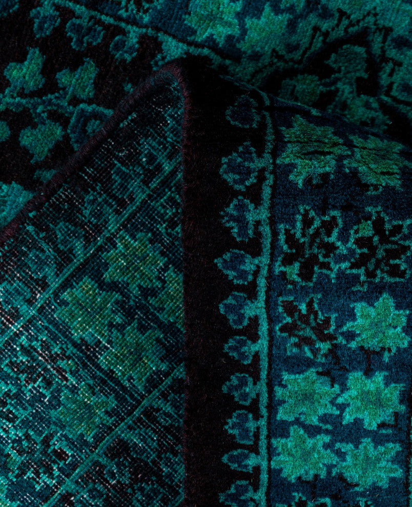 Overdyed One-of-a-Kind Hand-Knotted Area Rug Green, 3' 1" x 5' 2"