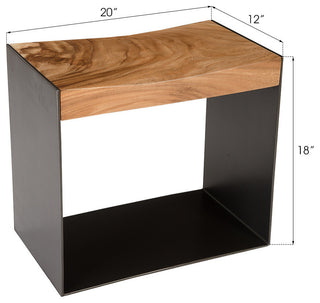 Iron Frame Stool, Chamcha Wood, Natural