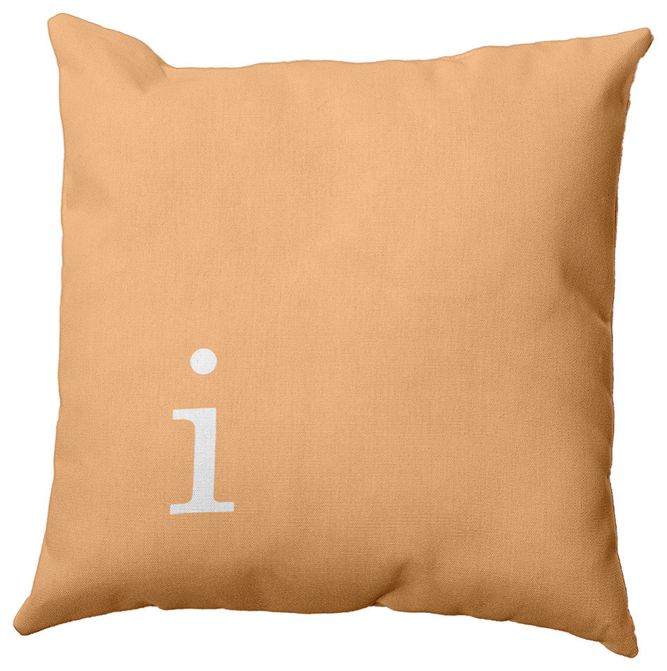 18"x18" Modern Monogram Decorative Throw Pillow, Pale Gold