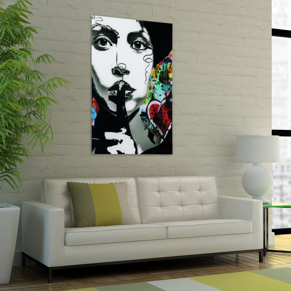 "Secrets" Frameless Free Floating Tempered Glass Panel Graphic Art