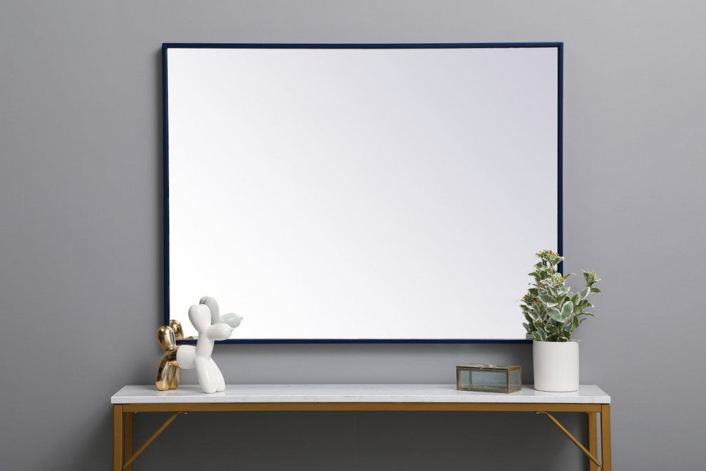 Elegant Decor MR43040BL Metal Frame Rectangle Mirror, 30"x40", Blue
