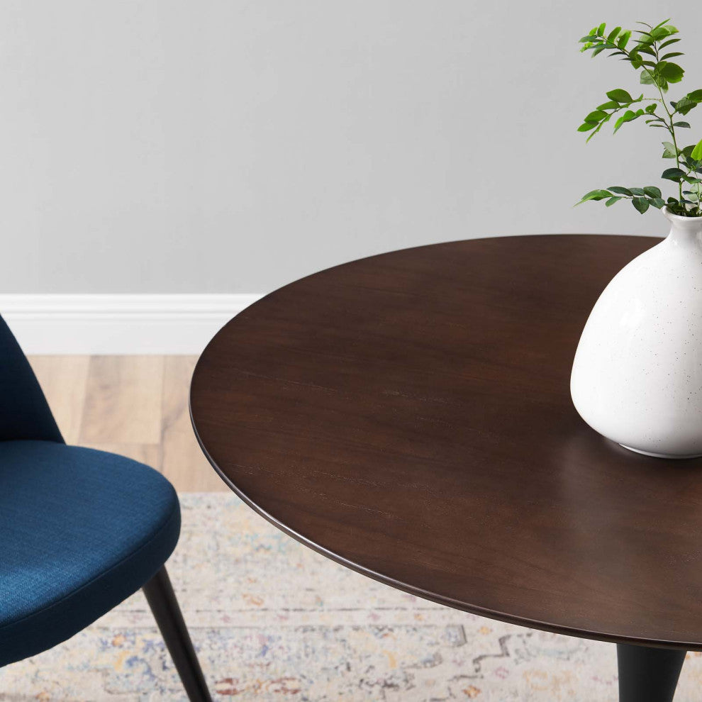 Dining Table, Round, Wood, Black Dark Brown, Modern, Cafe Bistro Restaurant