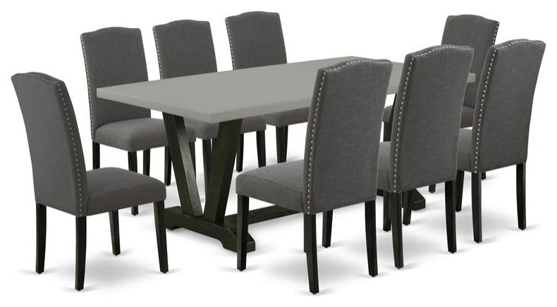 V697En120-9, 9-Piece Set, 8 Chairs and Table Hardwood